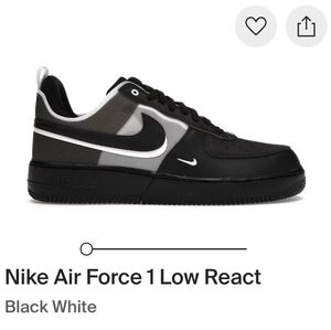 Nike Air Force 1 Low React Black and White Mens 13